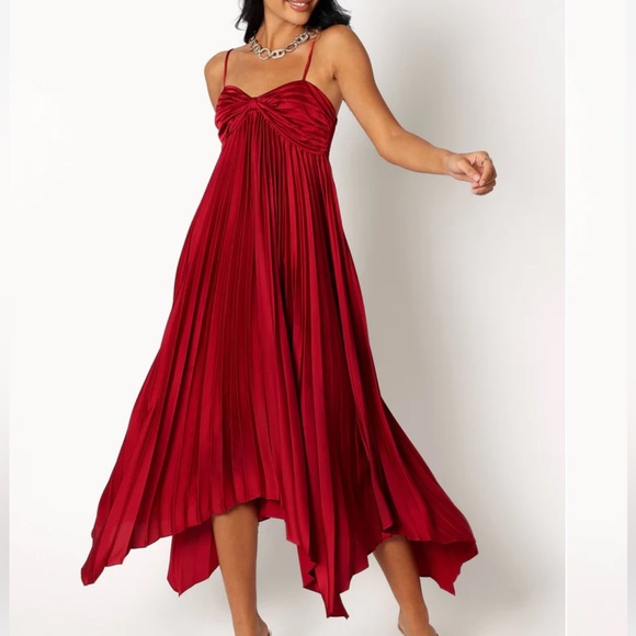 Petal & Pup Dresses & Skirts - PETAL & PUP Wine Vikki Pleated dress